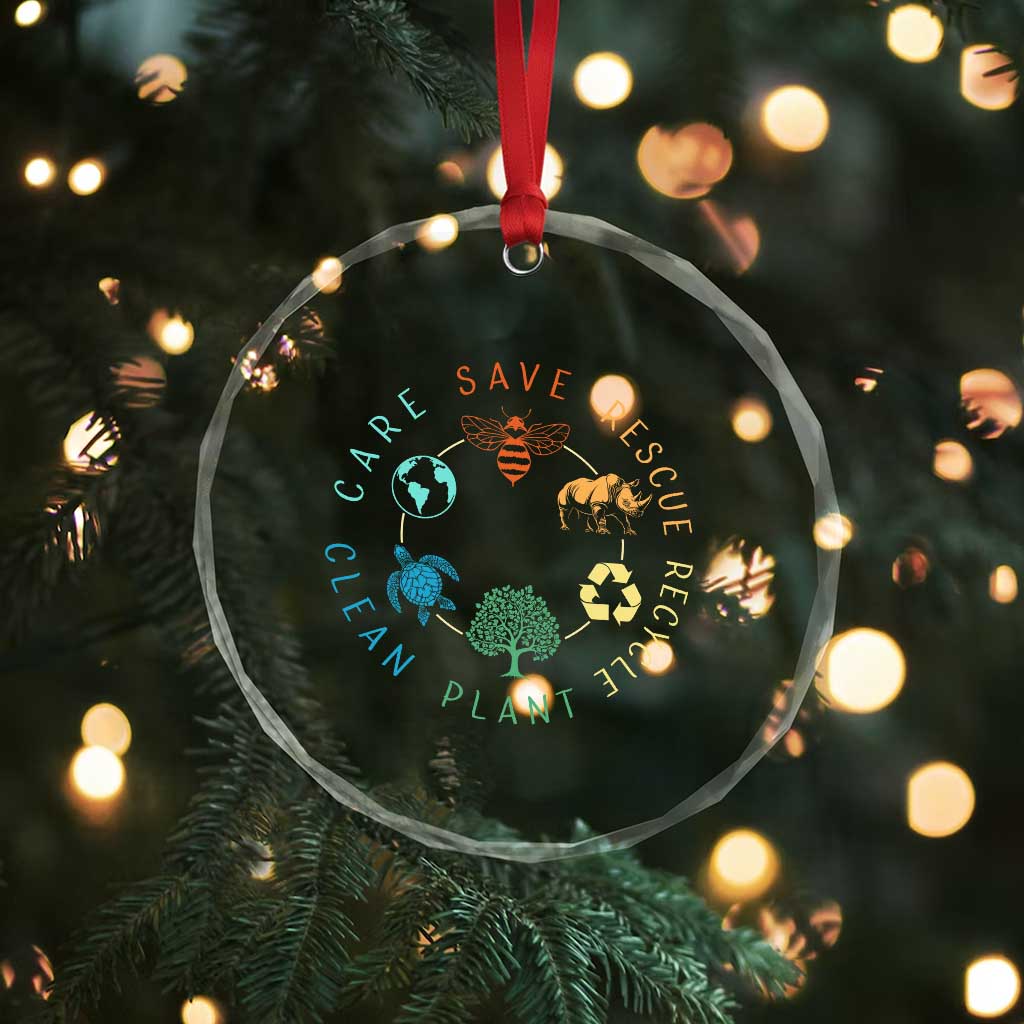 Save Bees Rescue Animals Recycle Plastic Crystal Glass Ornament Earth Day Protect The Environment - Wonder Print Shop