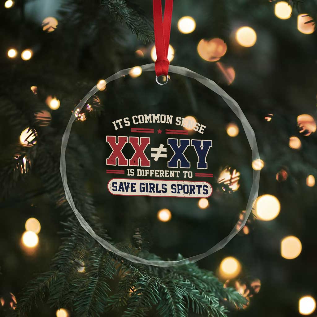 Save Girls Sports XX Does Not Equal XY Crystal Glass Ornament Biological Science Vintage Varsity Athletic Graphic