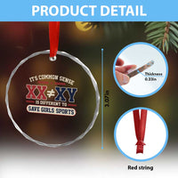 Save Girls Sports XX Does Not Equal XY Crystal Glass Ornament Biological Science Vintage Varsity Athletic Graphic