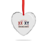Save Girls Sports XX Does Not Equal XY Heart Crystal Glass Ornament Biological Science Vintage Varsity Athletic Graphic