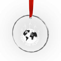 Save Our Planet Crystal Glass Ornament Wind Power Electricity Earth Day 2025 - Wonder Print Shop