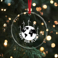 Save Our Planet Crystal Glass Ornament Wind Power Electricity Earth Day 2025 - Wonder Print Shop