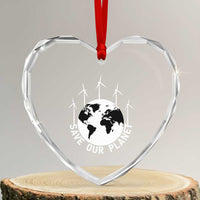 Save Our Planet Heart Crystal Glass Ornament Wind Power Electricity Earth Day 2025 - Wonder Print Shop
