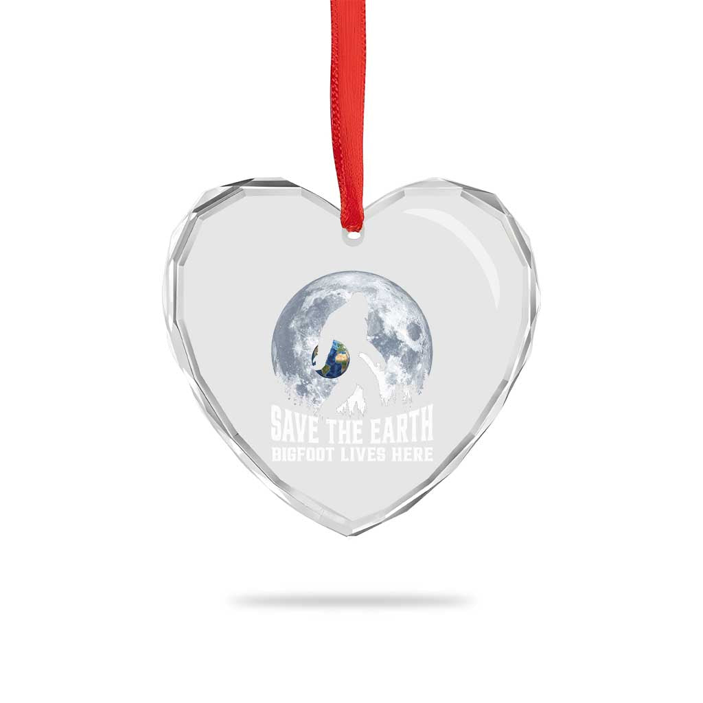 Save Our Planet Nature Lover Heart Crystal Glass Ornament Bigfoot Lives Here