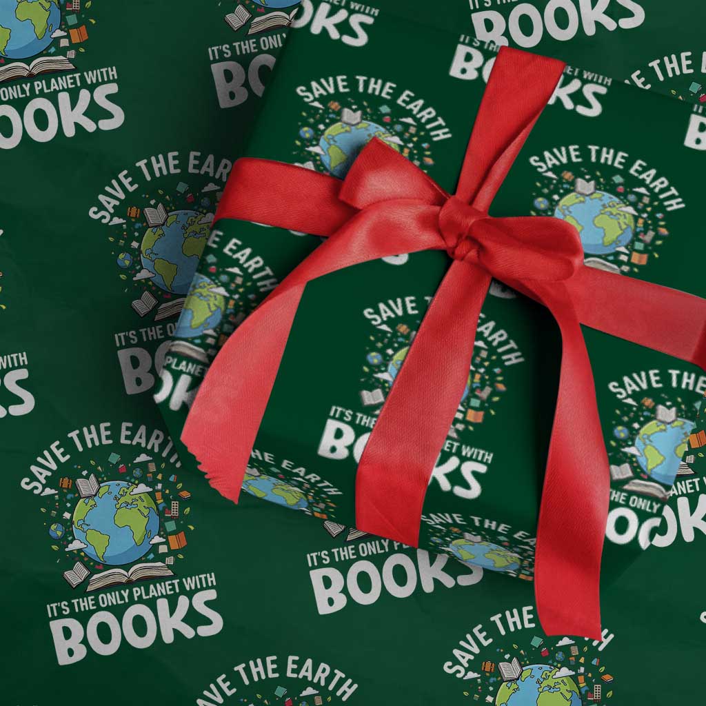 Save the Earth Wrapping Paper Roll It's the Only Planet with Books