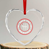Save The Manuals Gear Shift Car Lover Heart Crystal Glass Ornament