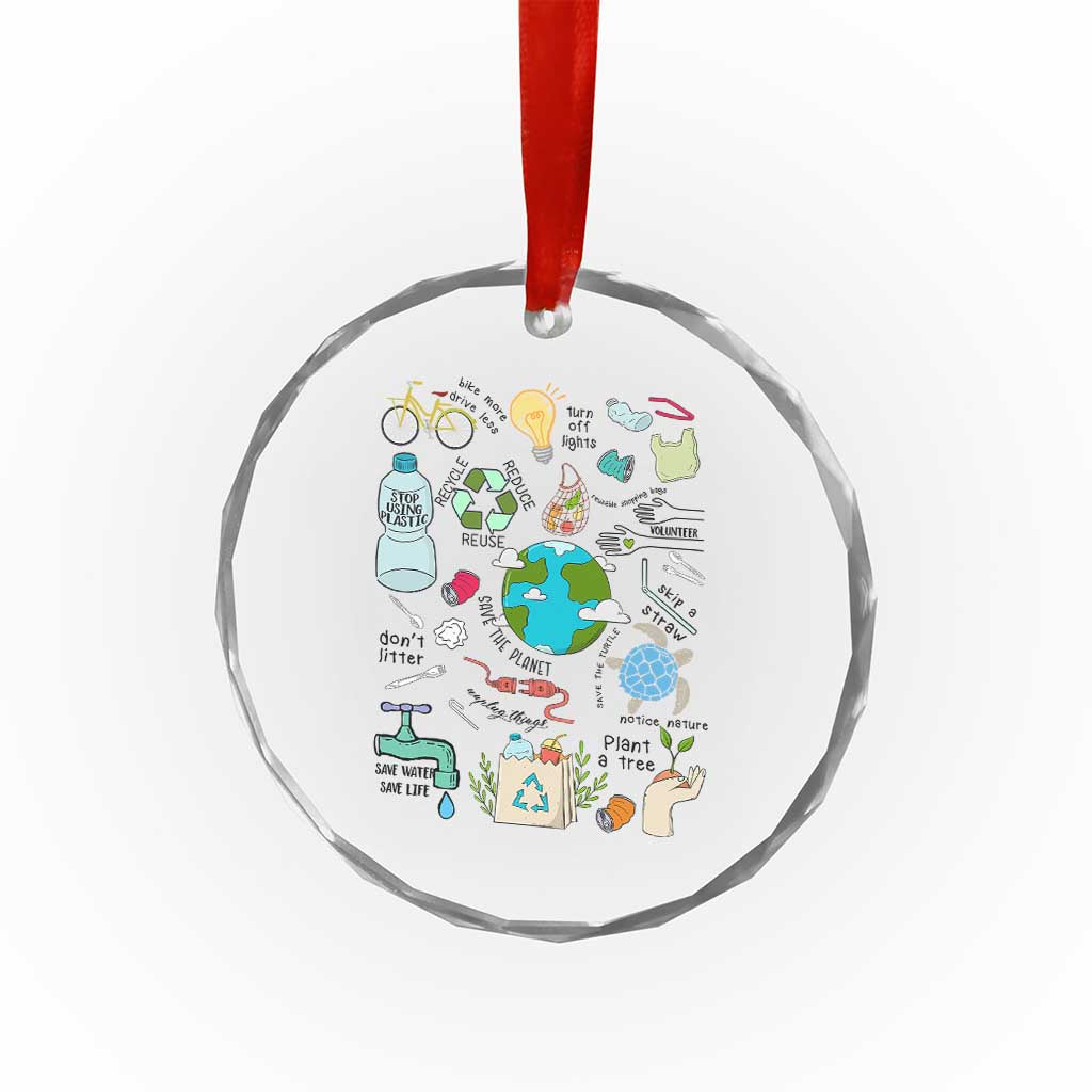 Save The Planet Crystal Glass Ornament Earth Day Protect Nature Environmental Recycling - Wonder Print Shop