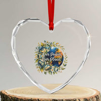 Save The Planet Earth Day Heart Crystal Glass Ornament Our Power Our Planet