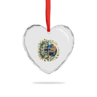 Save The Planet Earth Day Heart Crystal Glass Ornament Our Power Our Planet