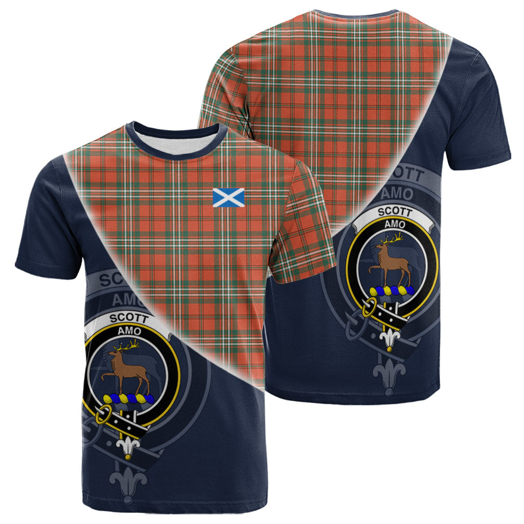 Scott Ancient Clan Tartan Shirt, Tartan Plaid Shirt with Scottish Flag Half Style K23