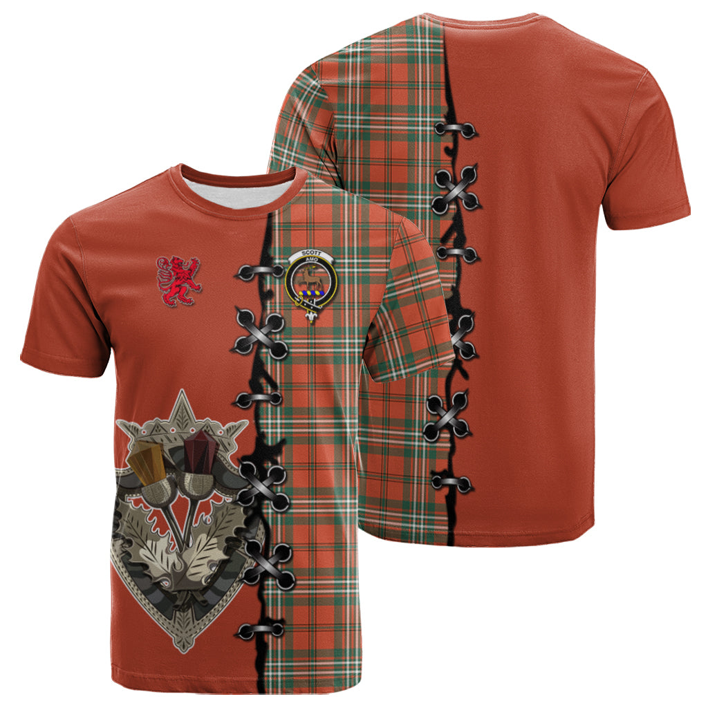 Scott Ancient Tartan Shirt, Scottish Clan Shirt with Lion Rampant and Celtic Thistle K23