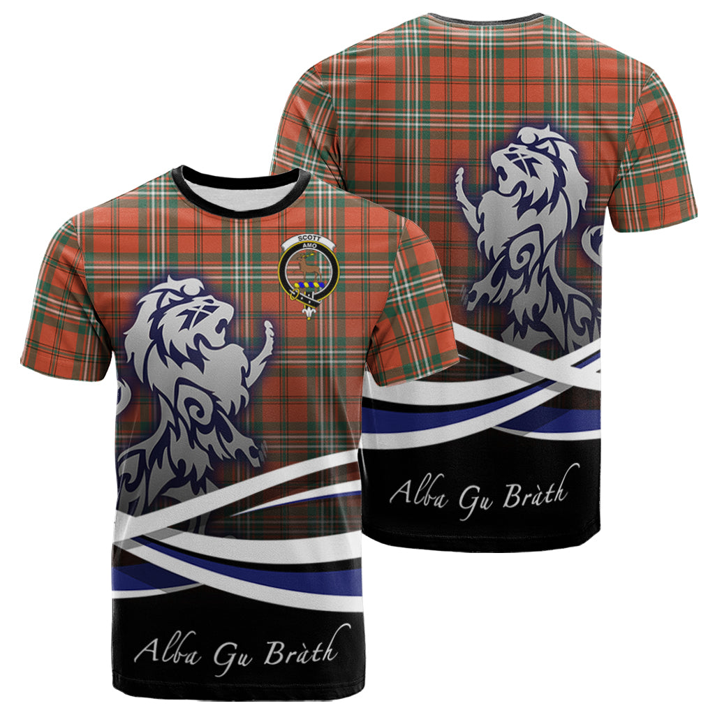 Scott Ancient Clan Tartan Tartan Shirt, Family Coat Of Arms Mens Tartan Shirt with Scottish Lion Alba Gu Brath K23
