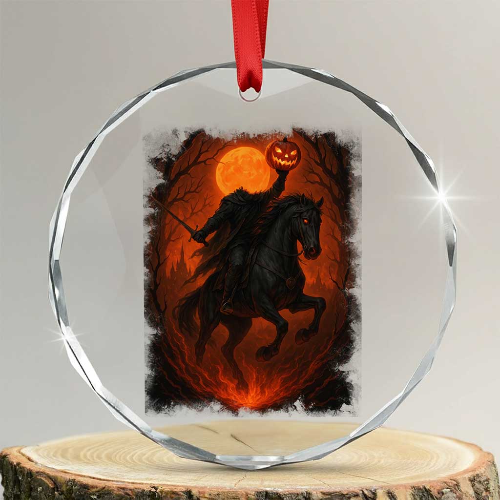 Scary Pumpkin Headless Horseman Halloween Crystal Glass Ornament TS10