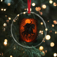 Scary Pumpkin Headless Horseman Halloween Crystal Glass Ornament TS10