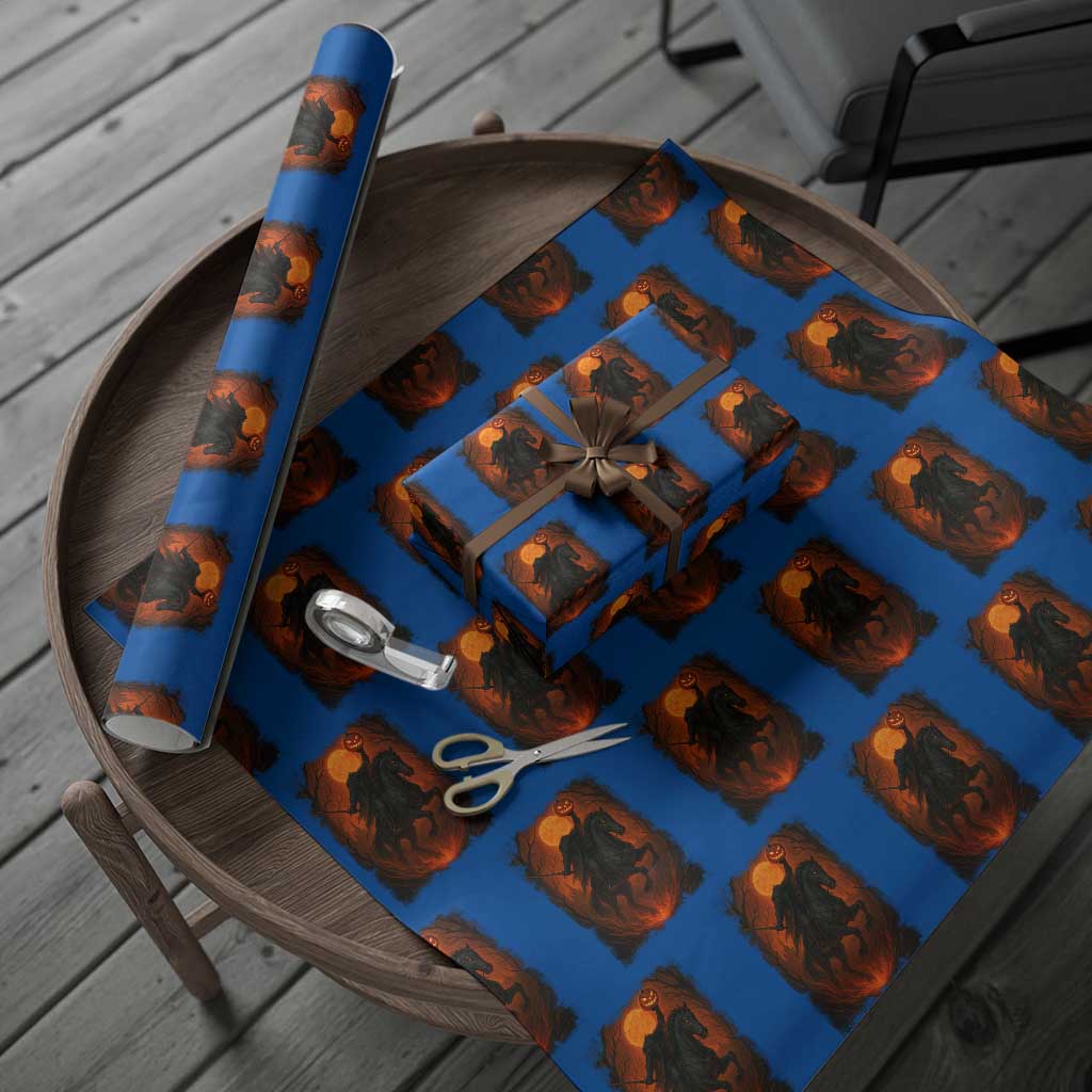 Scary Pumpkin Headless Horseman Halloween Wrapping Paper Roll - Wonder Print Shop