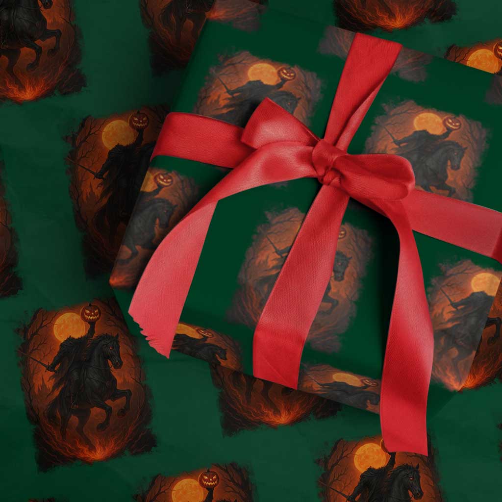 Scary Pumpkin Headless Horseman Halloween Wrapping Paper Roll - Wonder Print Shop