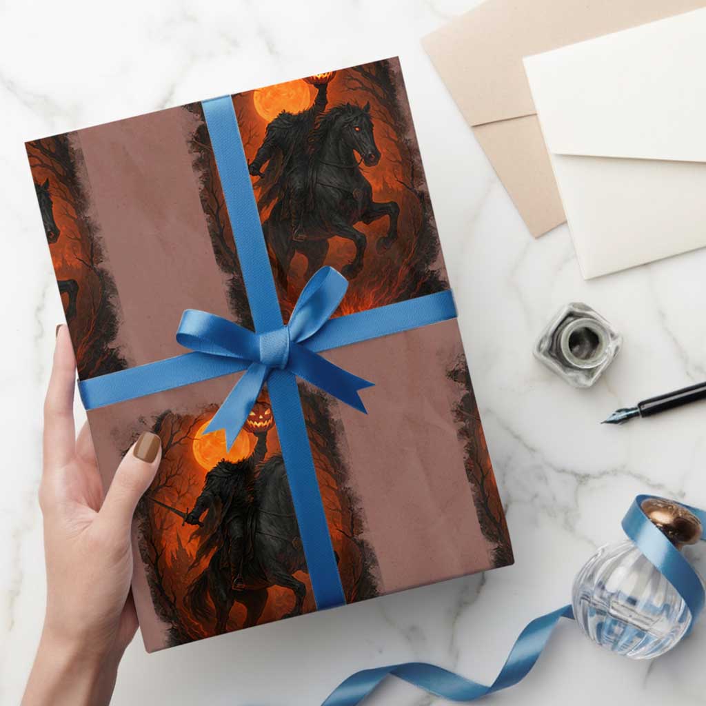 Scary Pumpkin Headless Horseman Halloween Wrapping Paper Roll - Wonder Print Shop