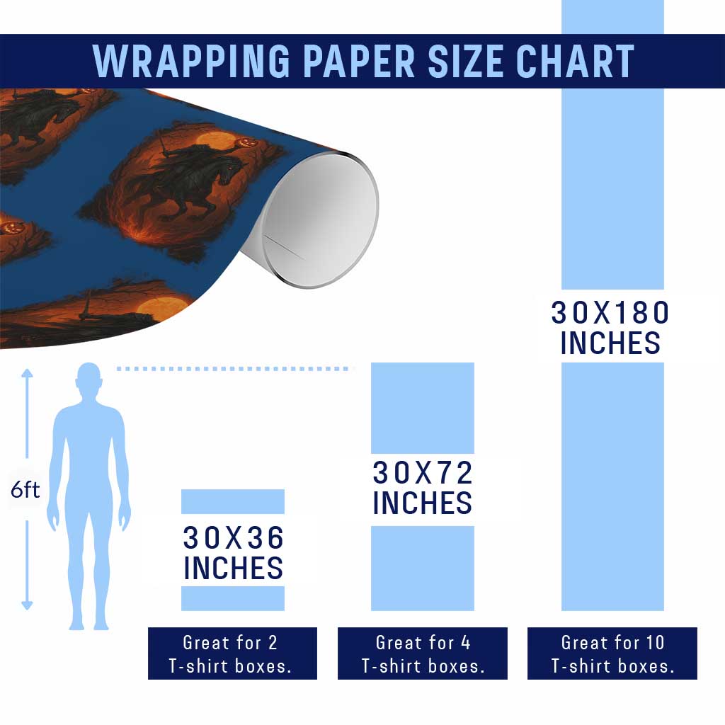 Scary Pumpkin Headless Horseman Halloween Wrapping Paper Roll - Wonder Print Shop