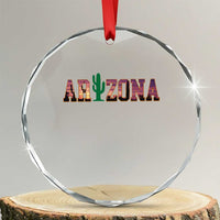 Scenic Arizona Sunset Landscape Graphic Crystal Glass Ornament Southwest Saguaro Cactus Letters Travel Souvenir