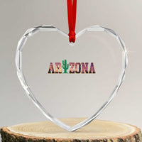 Scenic Arizona Sunset Landscape Graphic Heart Crystal Glass Ornament Southwest Saguaro Cactus Letters Travel Souvenir