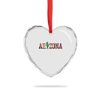 Scenic Arizona Sunset Landscape Graphic Heart Crystal Glass Ornament Southwest Saguaro Cactus Letters Travel Souvenir