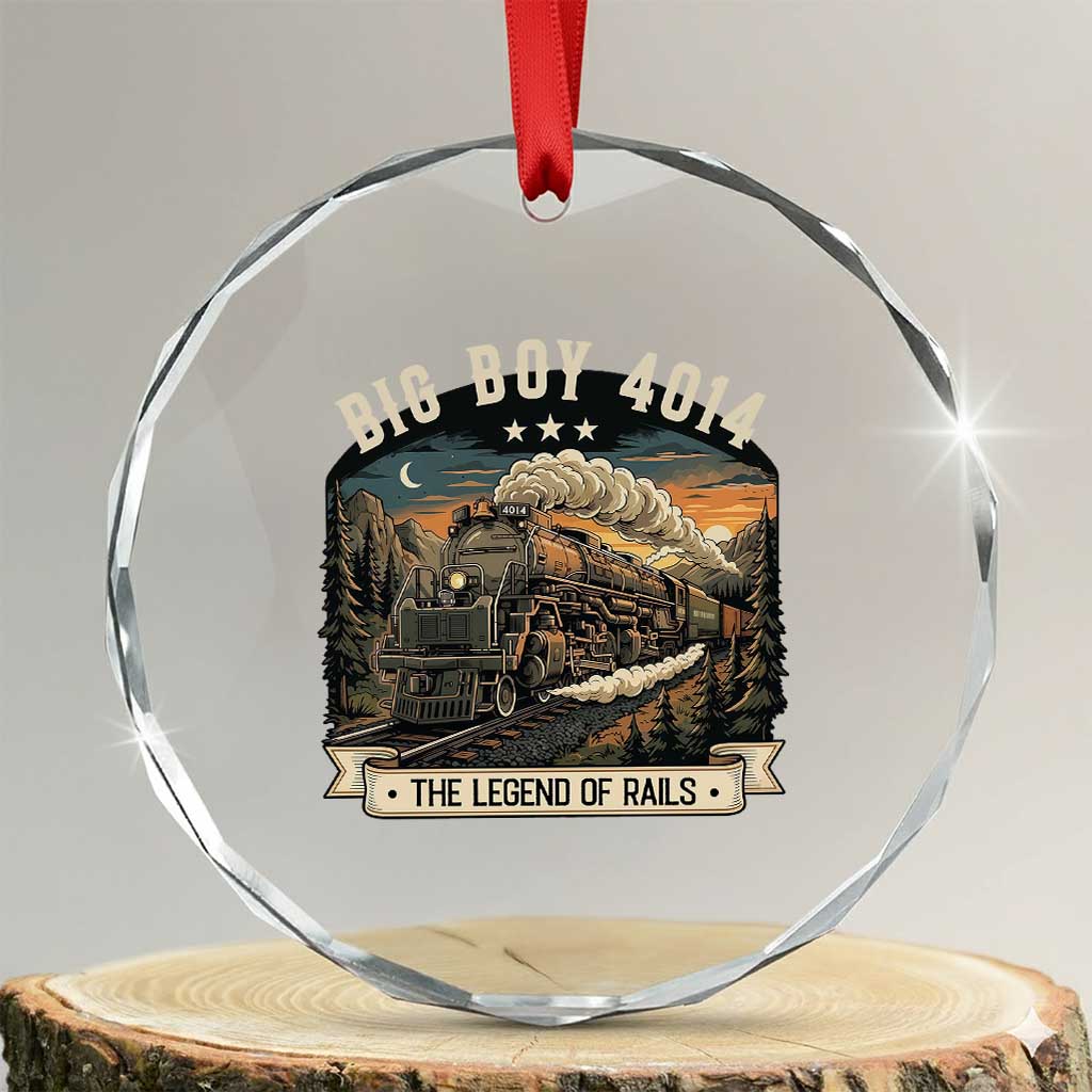 Scenic Mountain Steam Train Graphic Crystal Glass Ornament Legend of the Rails Heritage Pride