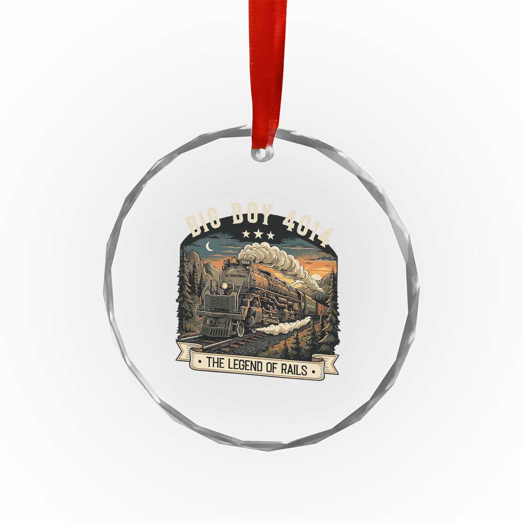 Scenic Mountain Steam Train Graphic Crystal Glass Ornament Legend of the Rails Heritage Pride