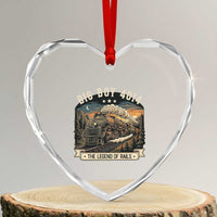 Scenic Mountain Steam Train Graphic Heart Crystal Glass Ornament Legend of the Rails Heritage Pride