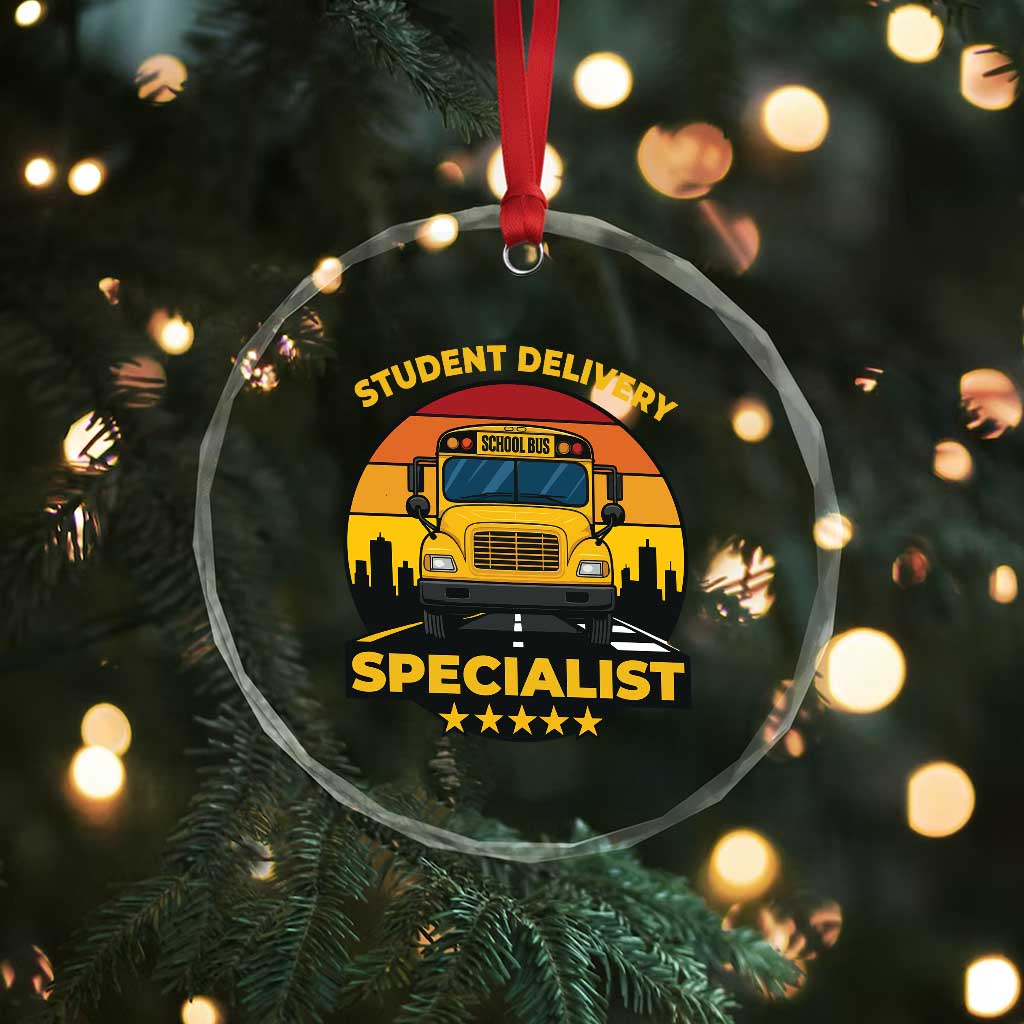 School Bus Driver Crystal Glass Ornament Student Delivery Specialist - Wonder Print Shop