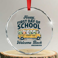 School Bus Driver Gift Crystal Glass Ornament Happy First Day Of School