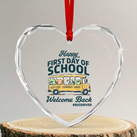 School Bus Driver Gift Heart Crystal Glass Ornament Happy First Day Of School