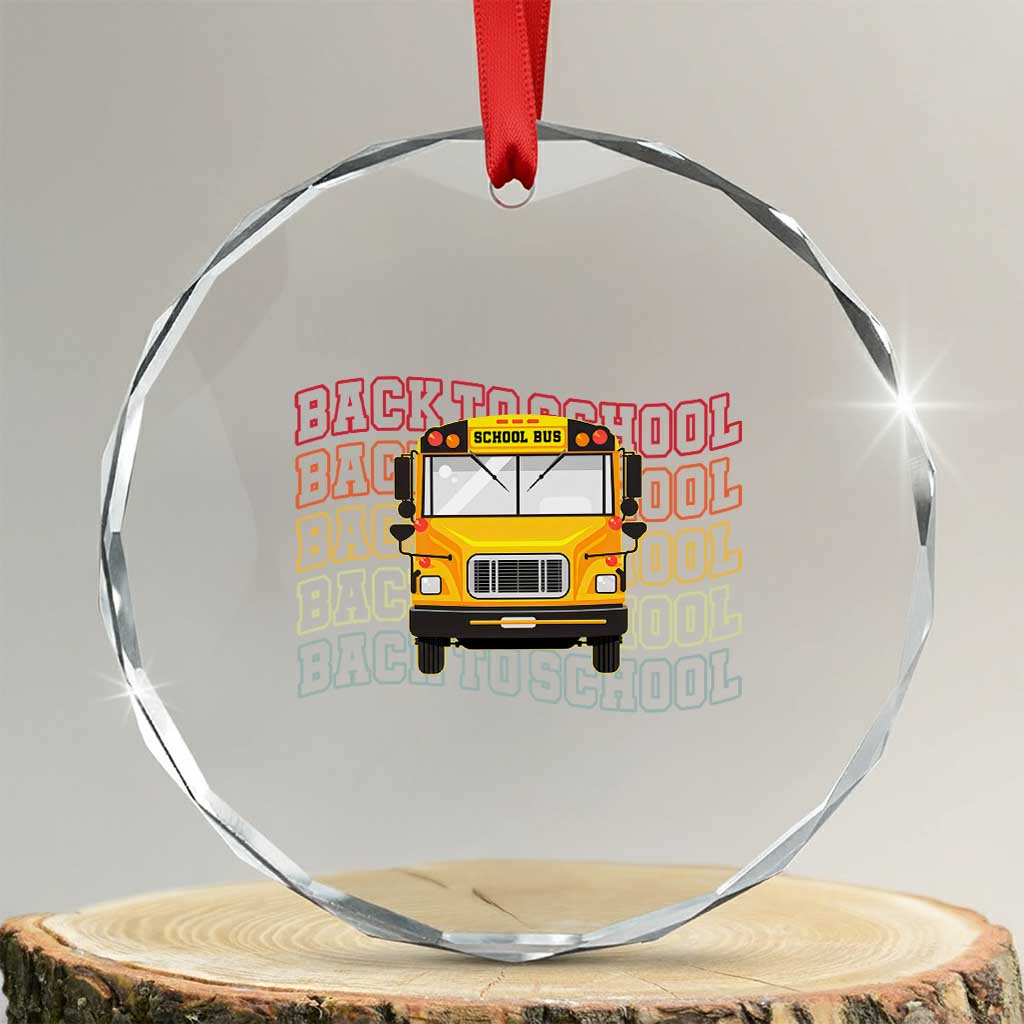 School Bus Driver Life Back to School Teacher Kids Crystal Glass Ornament