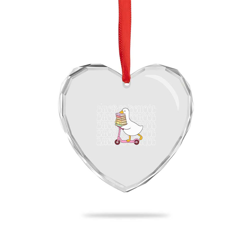 School Bus Driver Welcome Back to School Heart Crystal Glass Ornament
