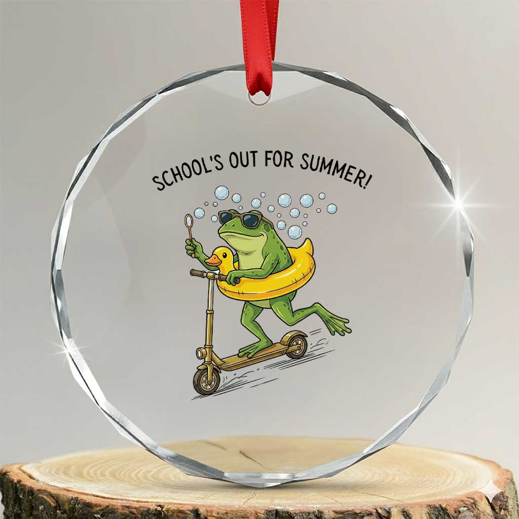 School's Out For Summer Crystal Glass Ornament Funny Frog Last Day of School Teacher