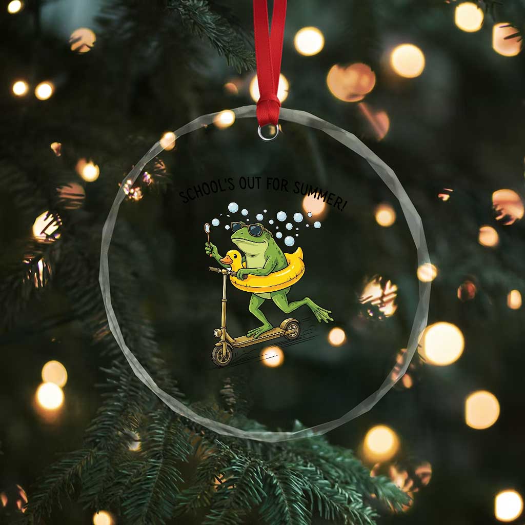 School's Out For Summer Crystal Glass Ornament Funny Frog Last Day of School Teacher