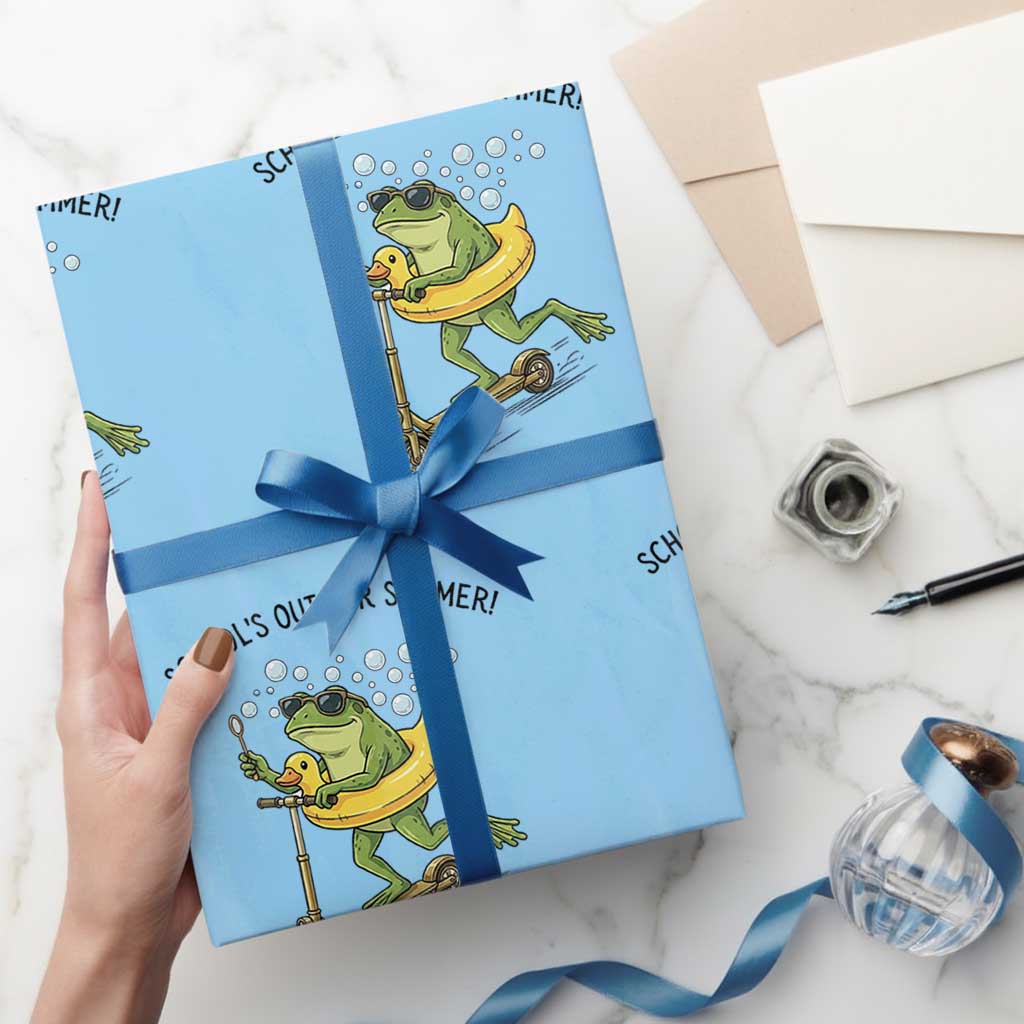 School's Out For Summer Wrapping Paper Roll Funny Frog Last Day of School Teacher
