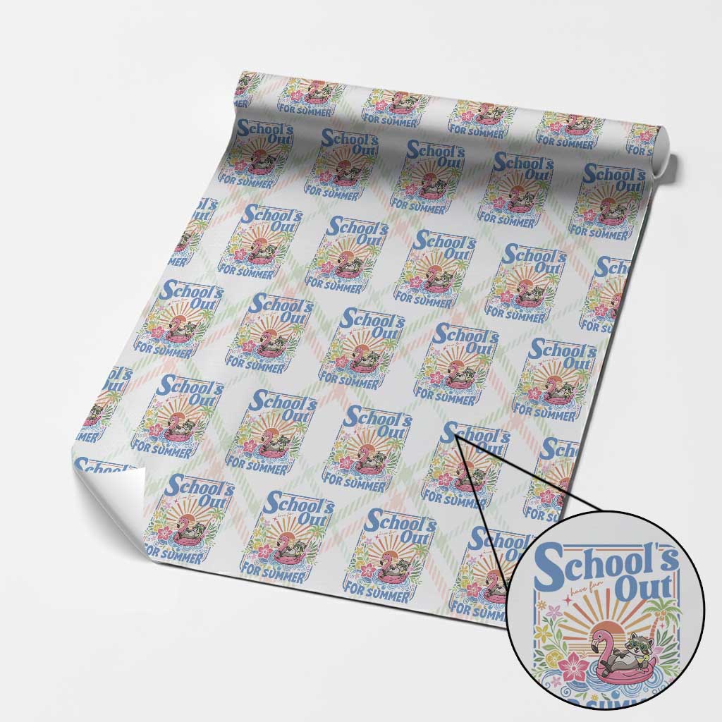 School's Out For Summer Wrapping Paper Roll Funny Raccoon Last Day of School Teacher