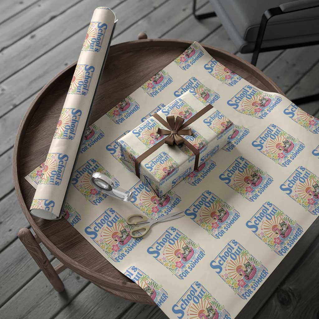 School's Out For Summer Wrapping Paper Roll Funny Raccoon Last Day of School Teacher
