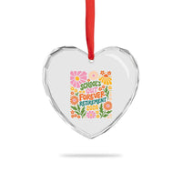 Schools Out Forever Retirement 2026 Heart Crystal Glass Ornament Retired Teacher Summer Retro Floral