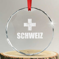 Schweiz Swiss German Vintage Cross Flag Switzerland Roots Crystal Glass Ornament