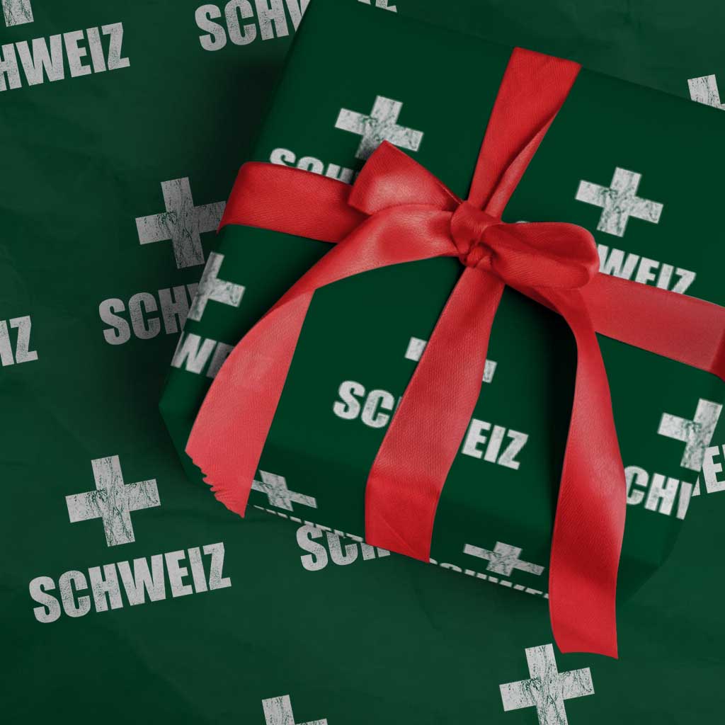 Schweiz Swiss German Vintage Cross Flag Switzerland Roots Wrapping Paper Roll