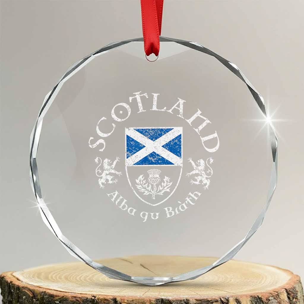 Scotland Alba gu Brath Scottish Thistle Emblem Crystal Glass Ornament Distressed Vintage Scottish Heritage Pride