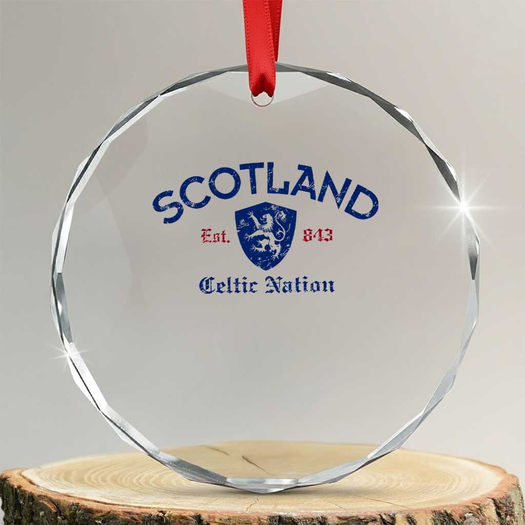 Scotland Celtic Nation Est 843 Crystal Glass Ornament Lion Rampant Shield Patriotic Scottish Heritage