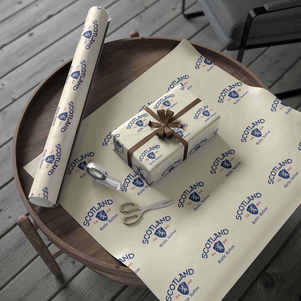 Scotland Celtic Nation Est 843 Wrapping Paper Roll Lion Rampant Shield Patriotic Scottish Heritage