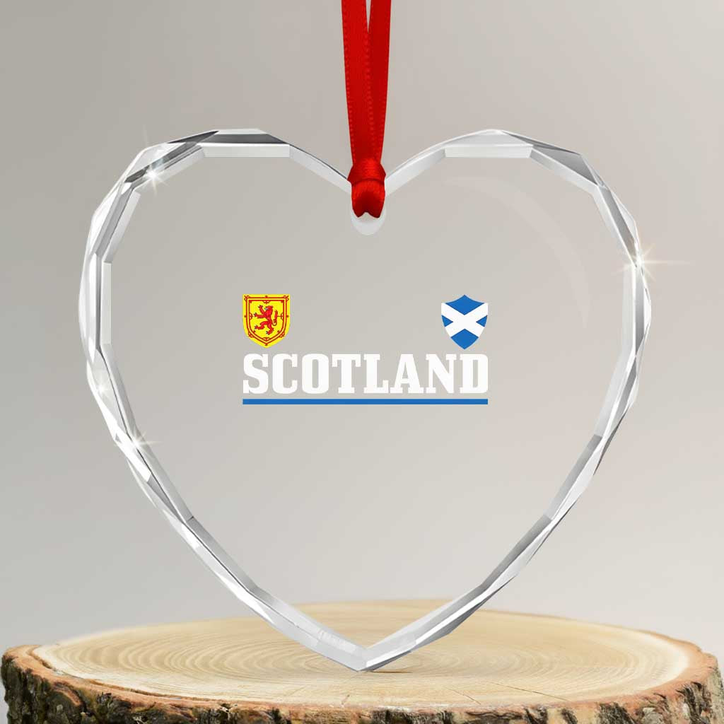 Scotland Dual Crest Lion Rampant Shield Saltire Flag Heart Crystal Glass Ornament Football Fans Match Day
