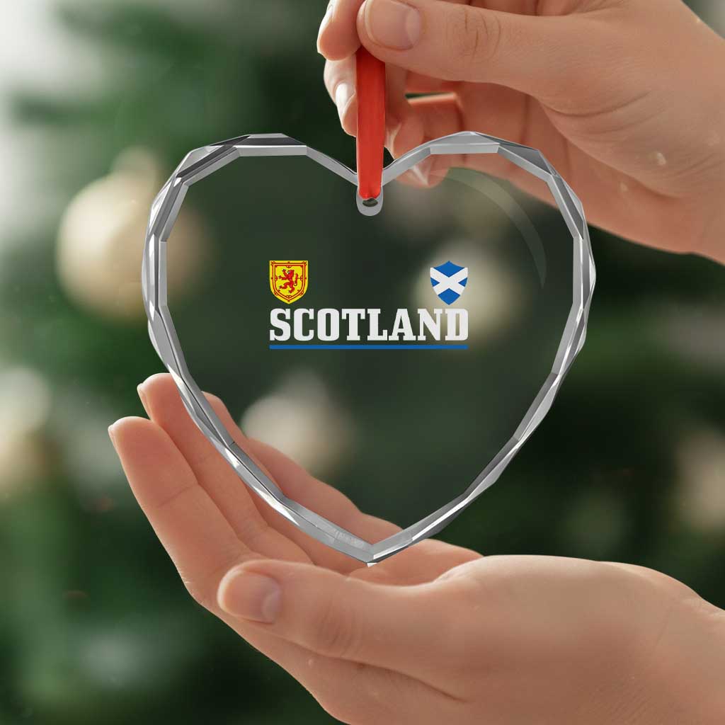 Scotland Dual Crest Lion Rampant Shield Saltire Flag Heart Crystal Glass Ornament Football Fans Match Day