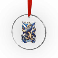 Scotland Forever Majestic Lion Rampant Holding Saltire Flag With Thistles Graphic Crystal Glass Ornament