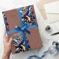 Scotland Forever Majestic Lion Rampant Holding Saltire Flag With Thistles Graphic Wrapping Paper Roll