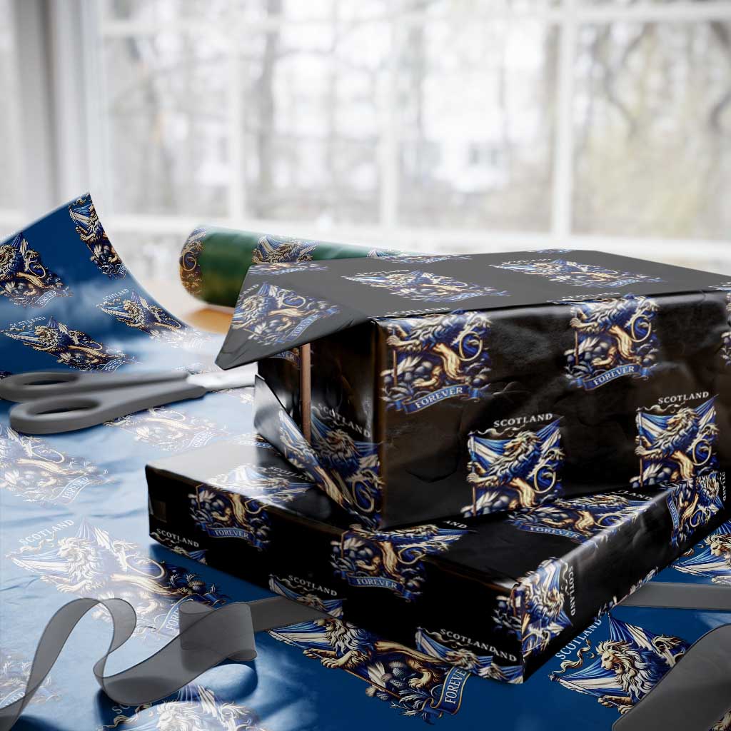 Scotland Forever Majestic Lion Rampant Holding Saltire Flag With Thistles Graphic Wrapping Paper Roll
