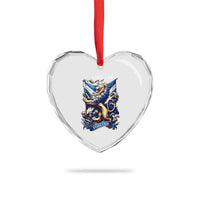 Scotland Forever Majestic Lion Rampant Holding Saltire Flag With Thistles Graphic Heart Crystal Glass Ornament